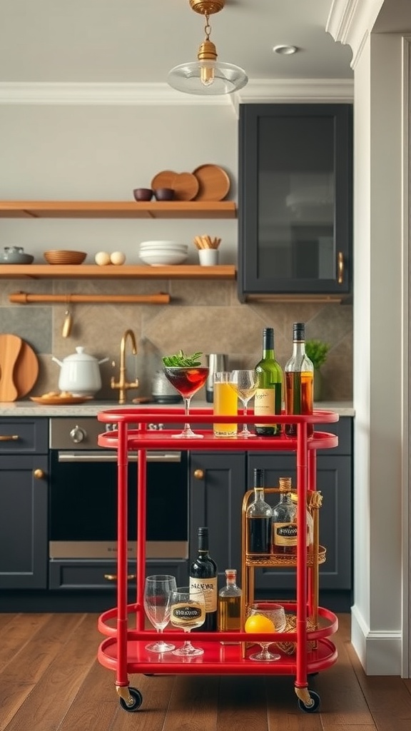 red bar carts for entertaining