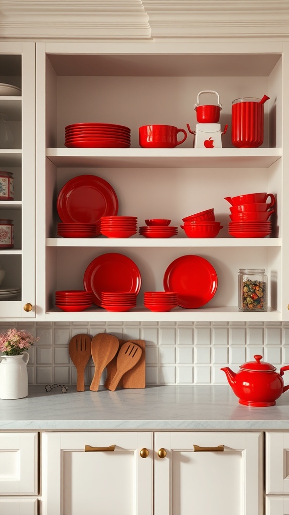 incorporating red in open shelving