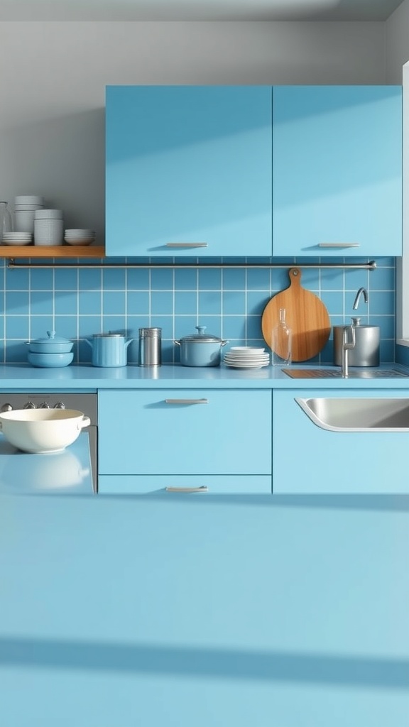 Bold blue kitchen countertops
