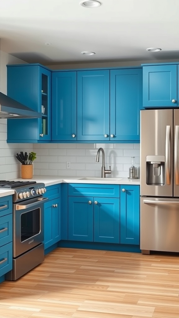 Cerulean blue kitchen cabinets