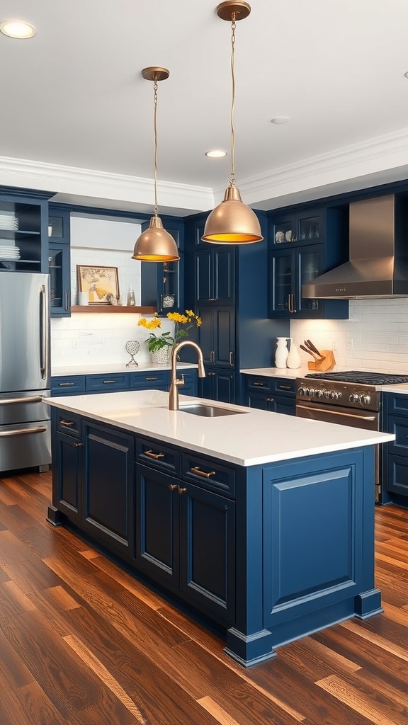 Midnight blue kitchen island