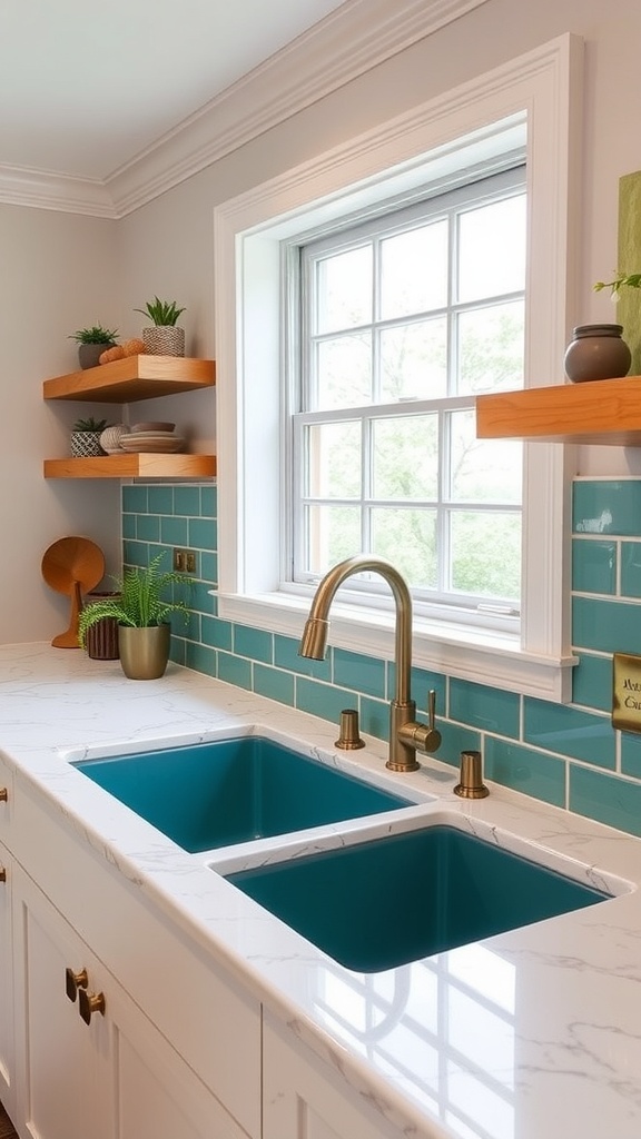 Teal kitchen sink fixtures