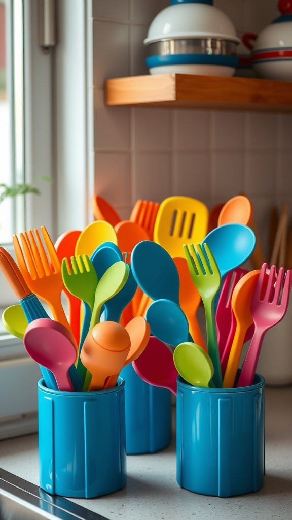 Bright blue utensil holders