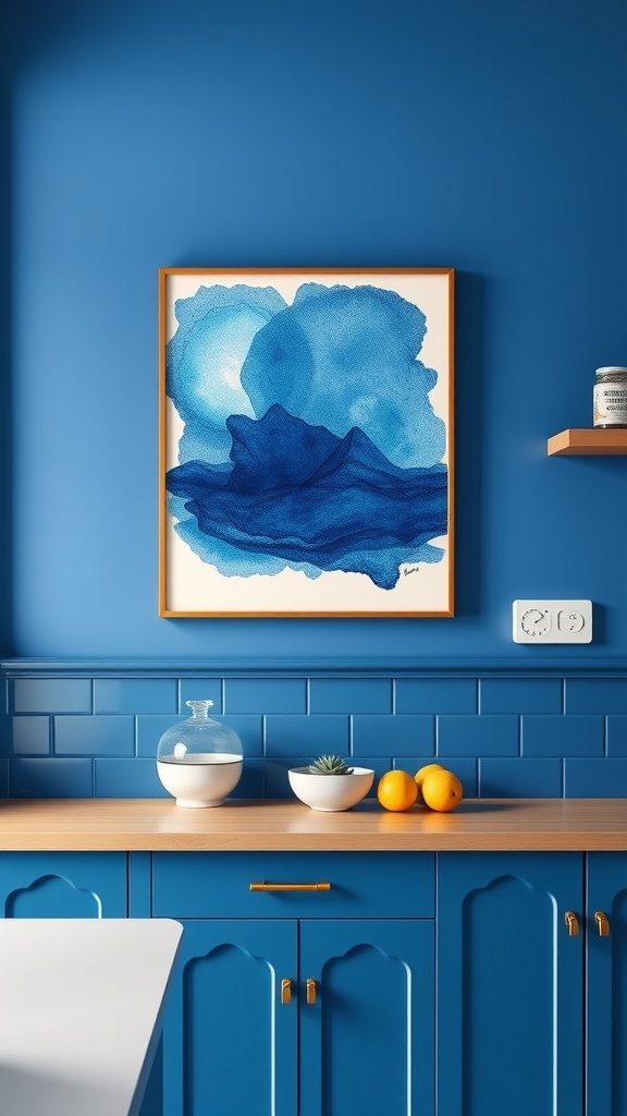 Sapphire blue kitchen wall art