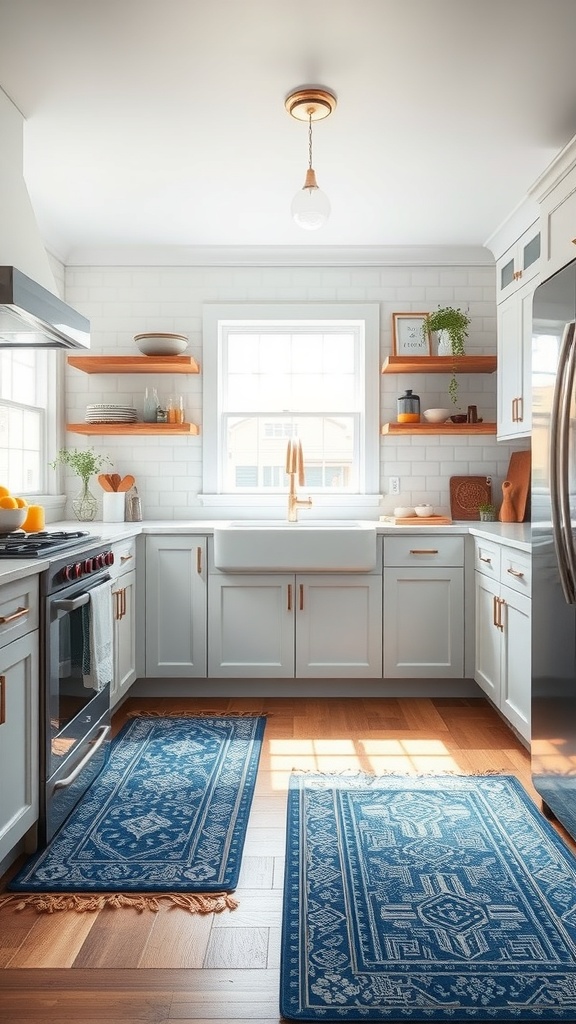 Lapis blue kitchen rugs