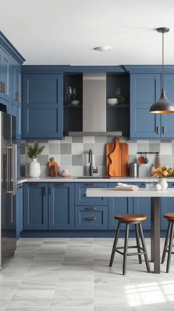 Blue and gray kitchen color scheme