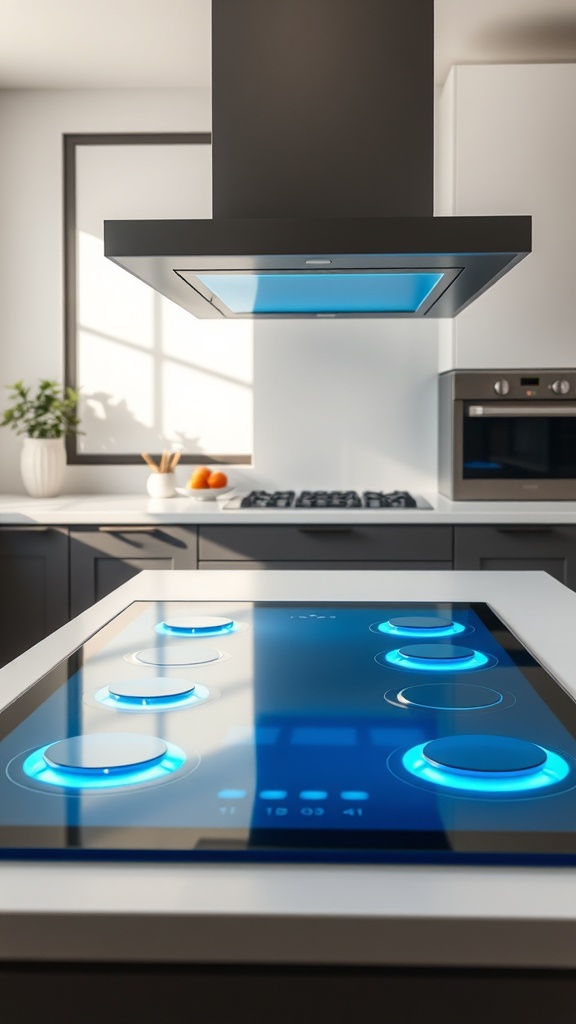 Electric blue kitchen cooktop