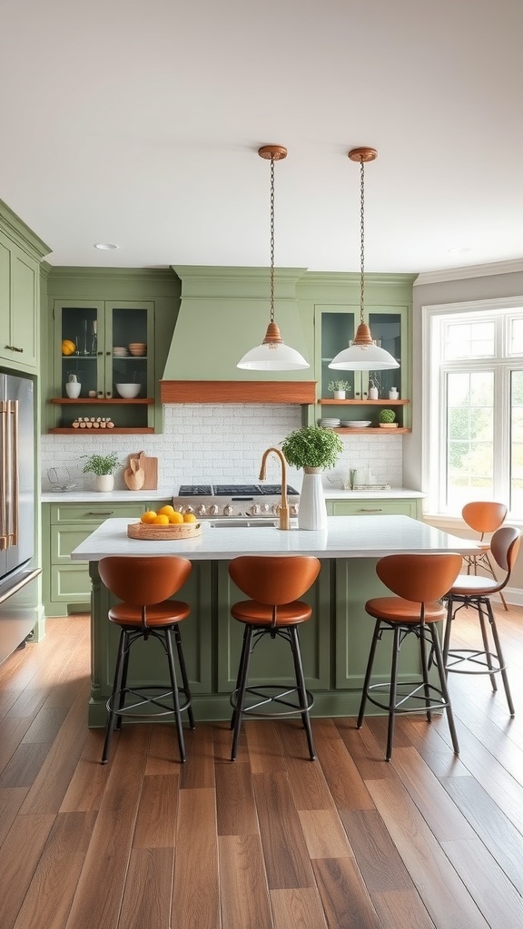 sage green kitchen islands