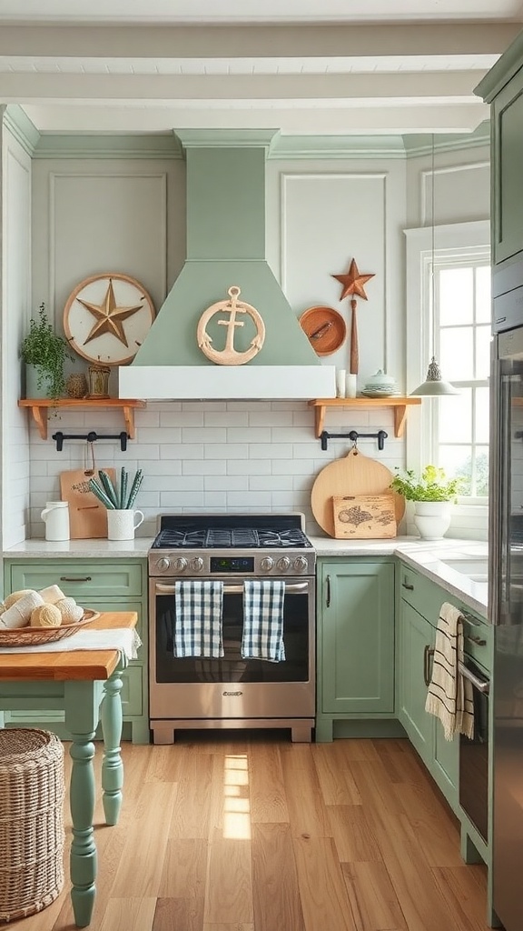 sage green for a coastal kitchen feel