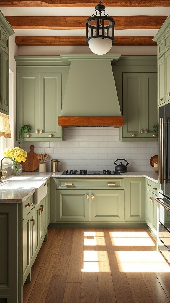 sage green in traditional kitchen designs