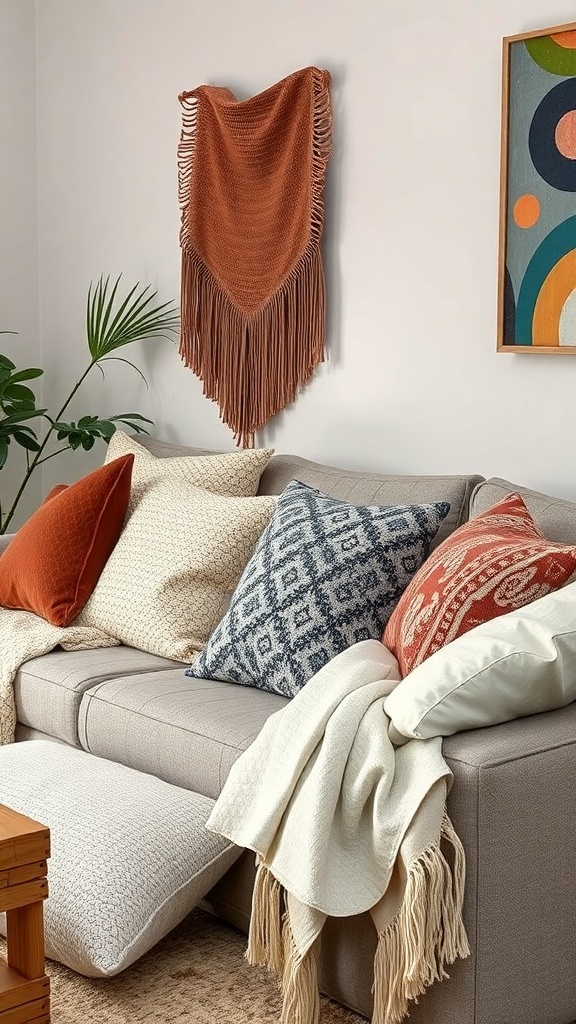 textured pillows and throws