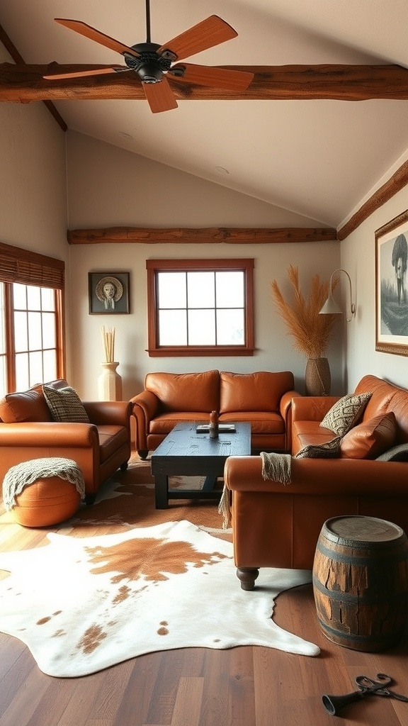 cowhide and leather elements