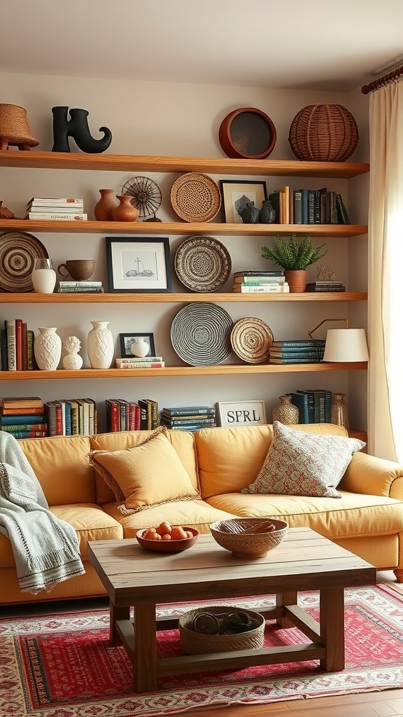 open shelving with decor