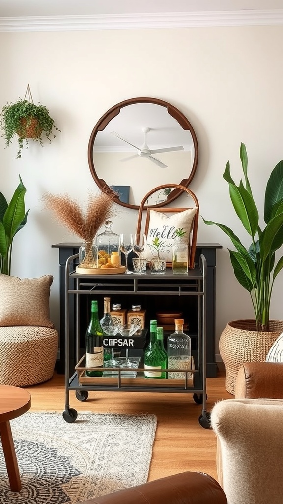 chic bar cart setup