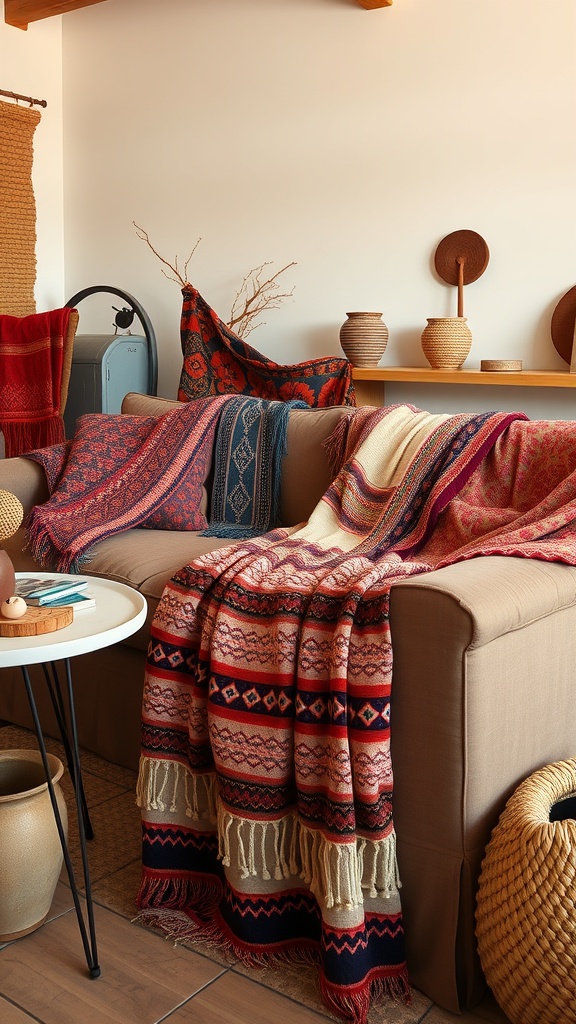 colorful artisanal throws