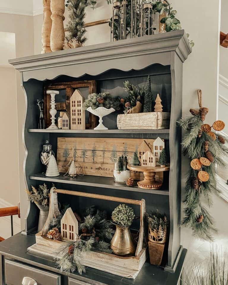 Gray Farmhouse Hutch Display