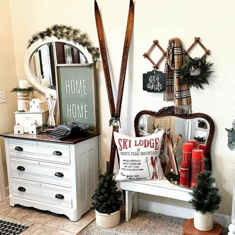 Vintage Ski Lodge Entryway
