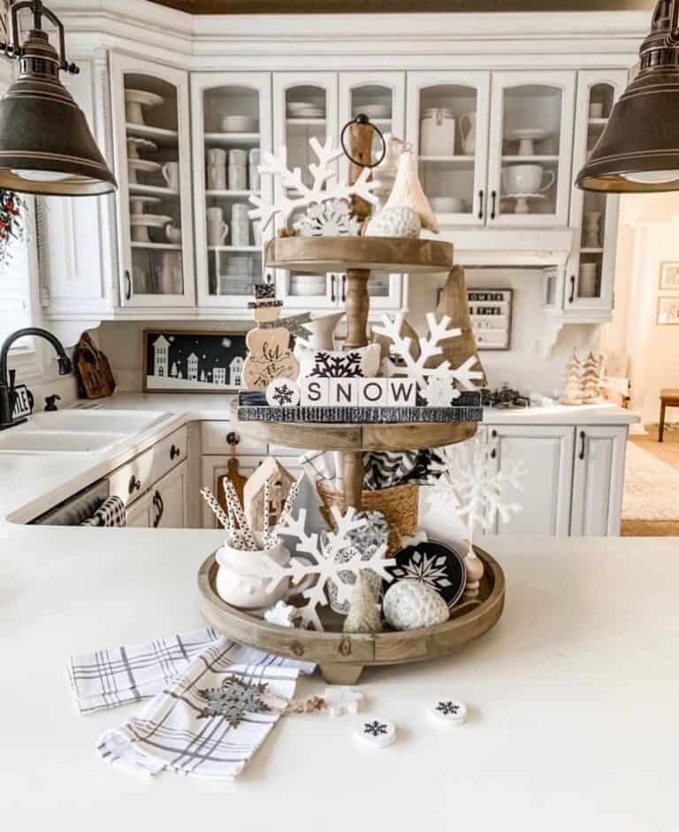 Multi-Level Wooden Tray Display