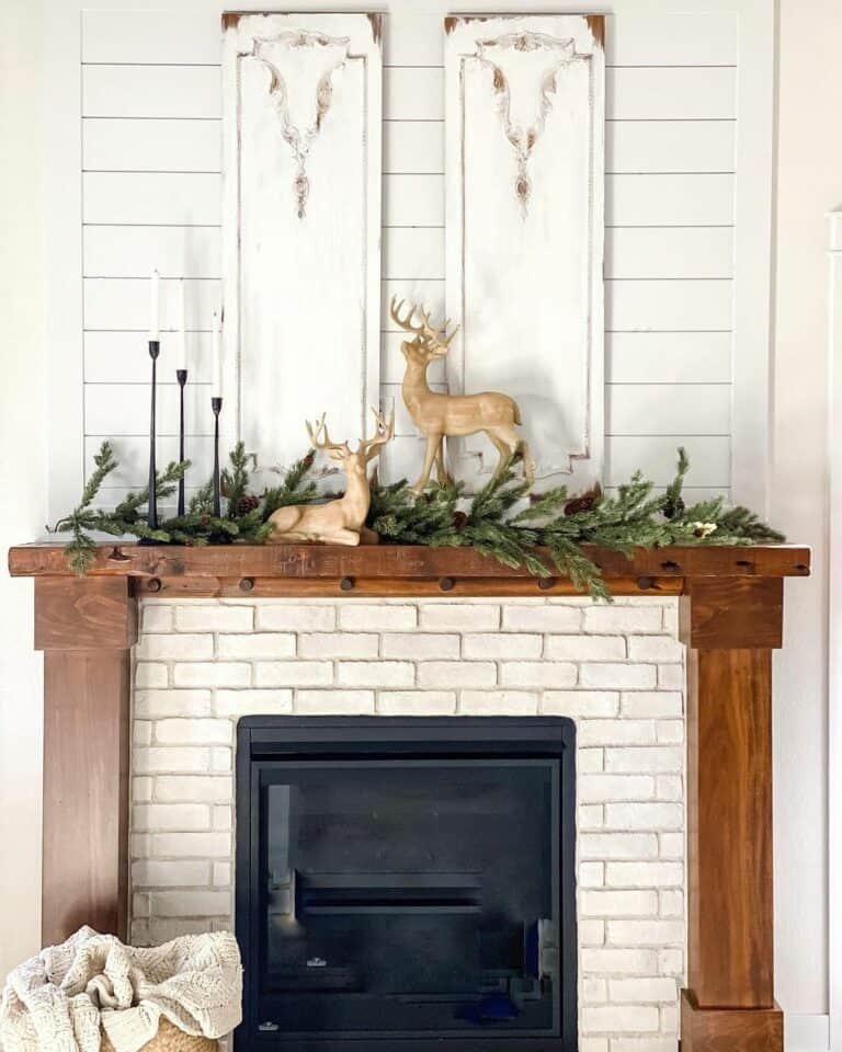 Cozy Winter Fireplace Mantel