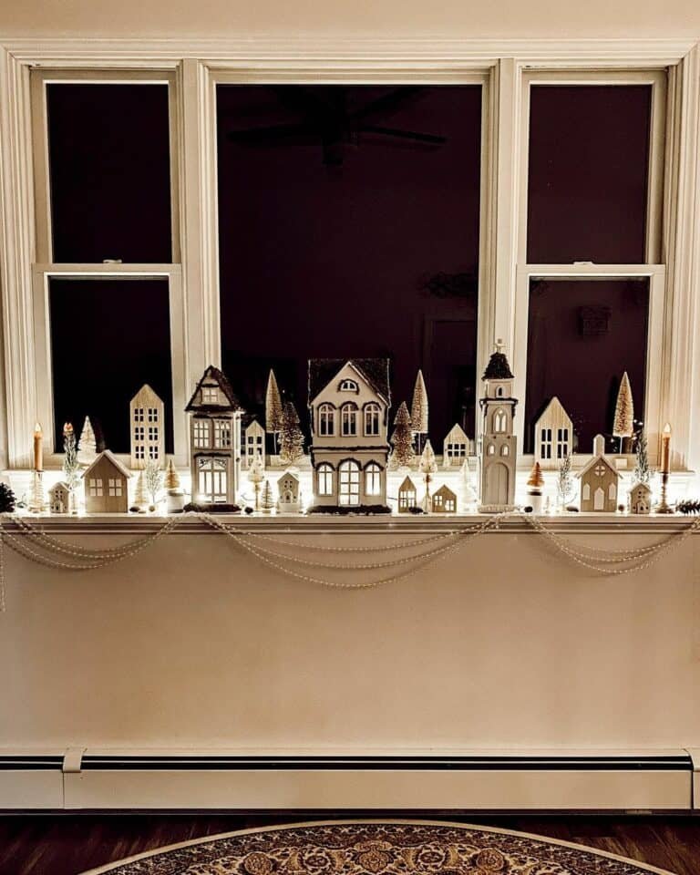 Monochrome Winter Village Display