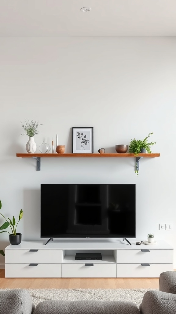floating shelves with decorative items