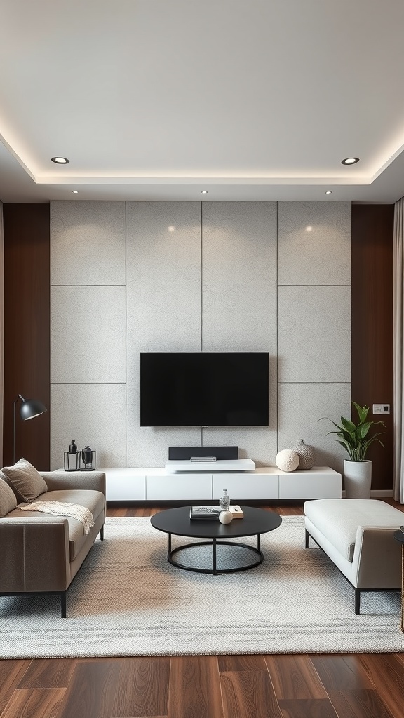 textured wall panels behind TV