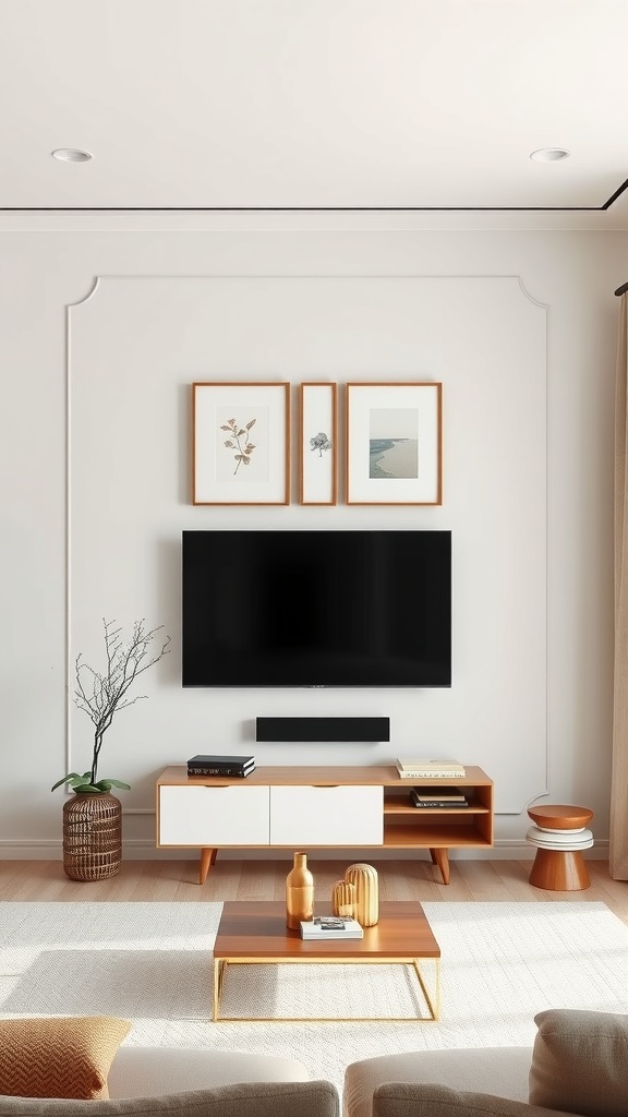 minimalist living room with simple art
