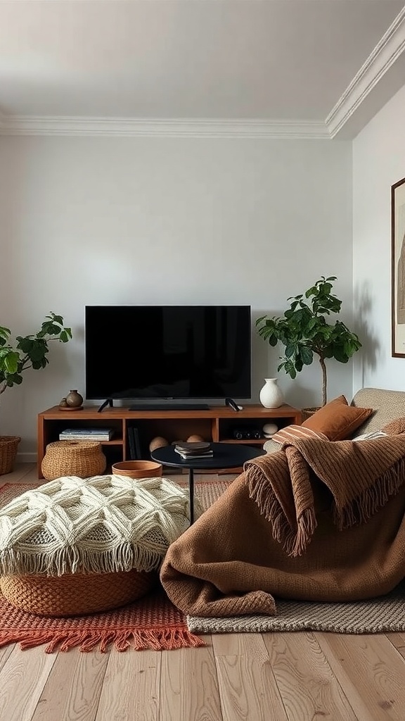 layered textiles for cozy living room