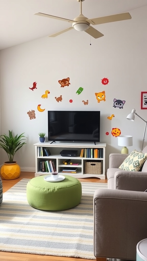 fun wall decals around TV