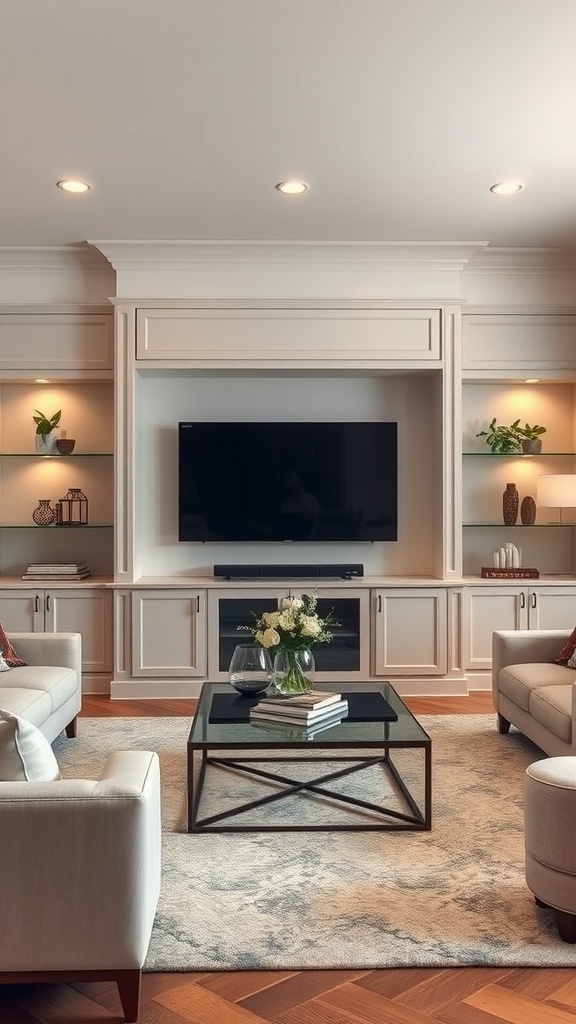 custom built-in cabinetry around TV
