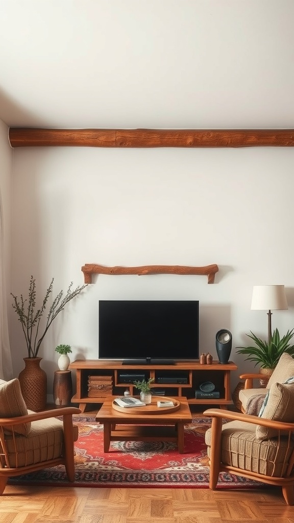 rustic wood elements in living room