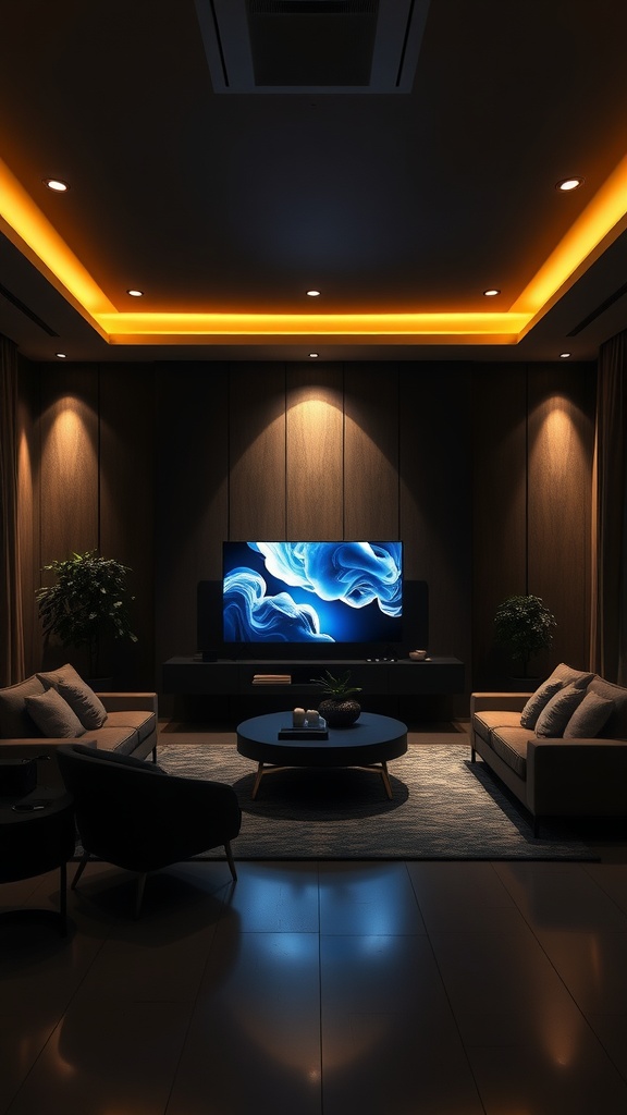 accent lighting highlighting living room features