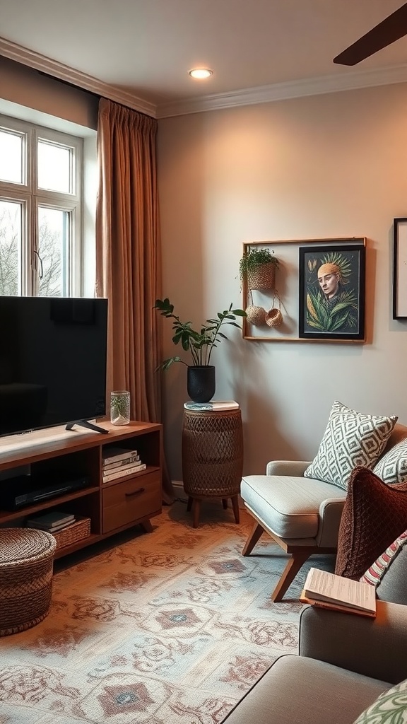 cozy reading nook by tv