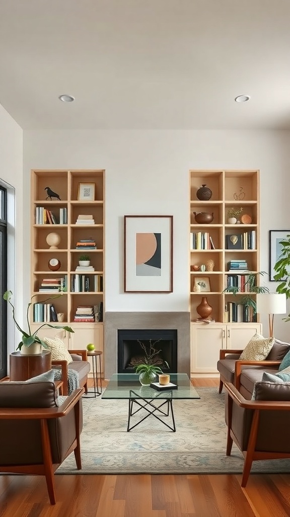 built-in shelving units