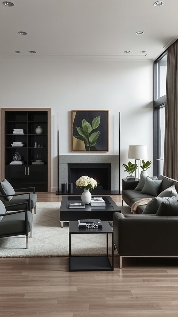 neutral living room with contrast