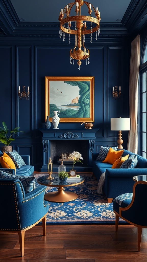 living room with bold color accents