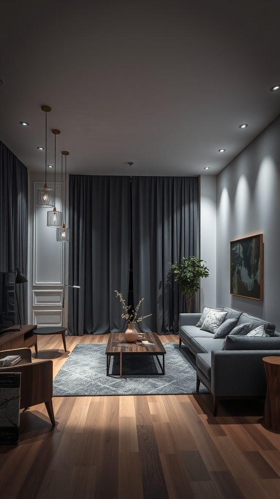 layered lighting in living room