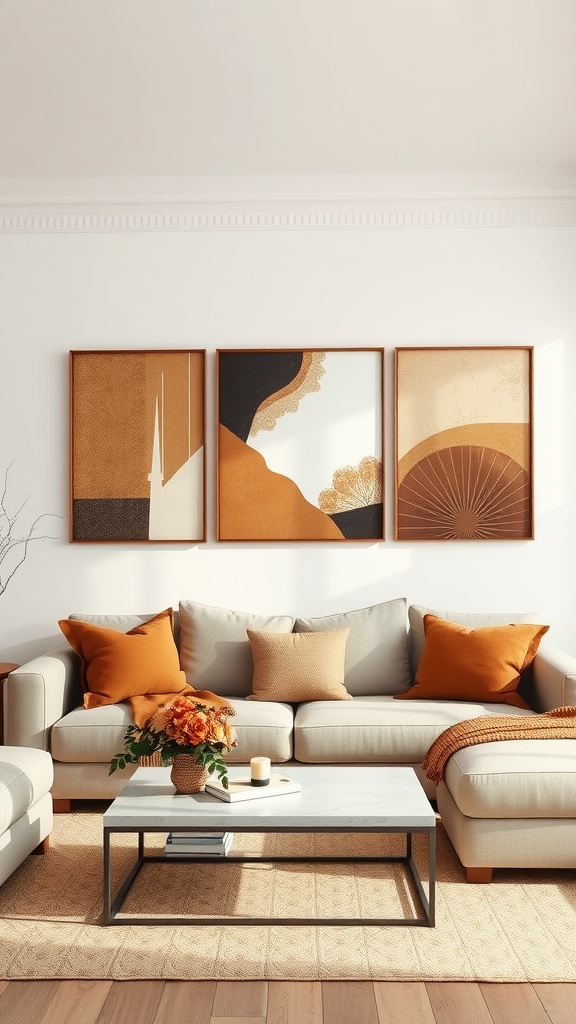 Artful wall decor in neutral hues