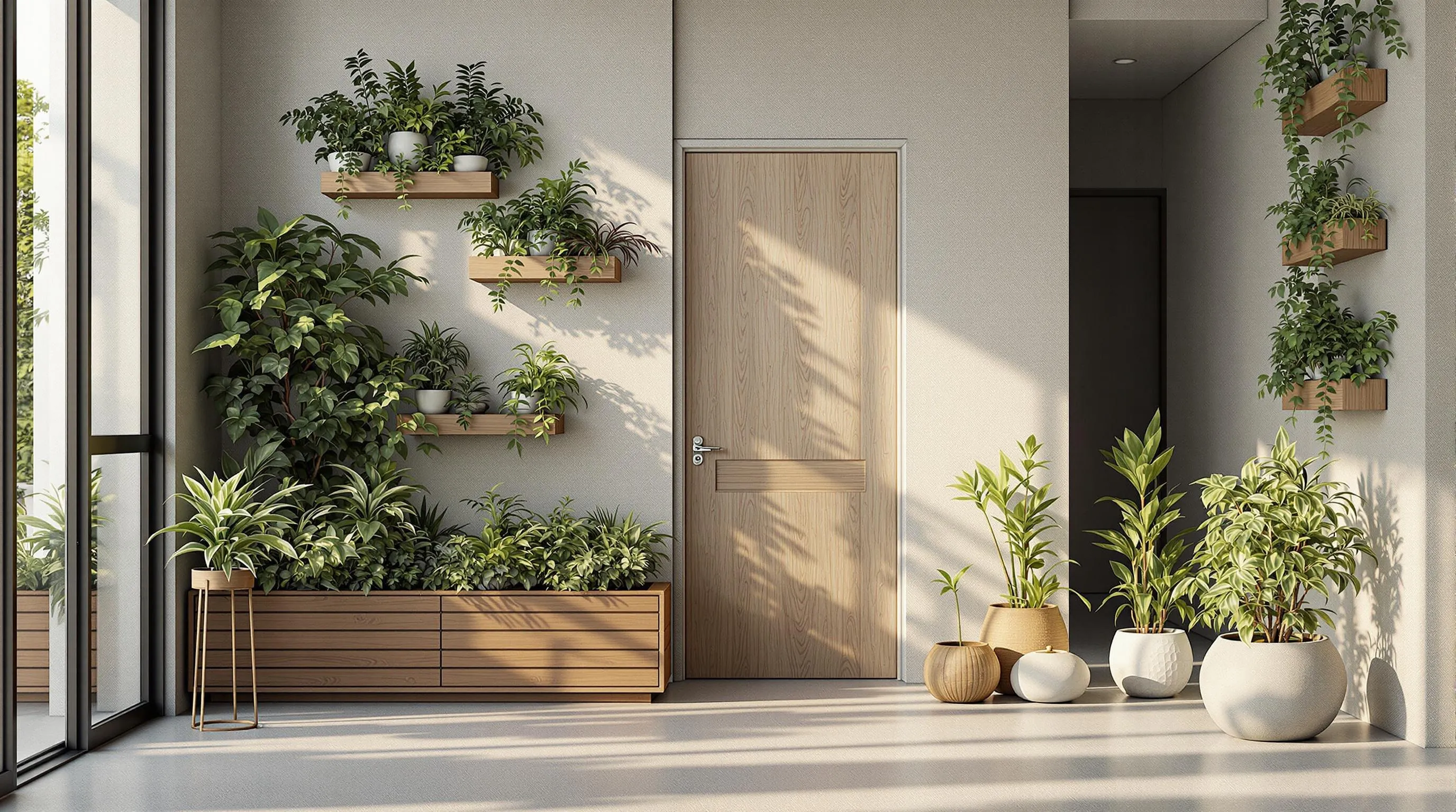 Japandi Entryway Greenery Ideas