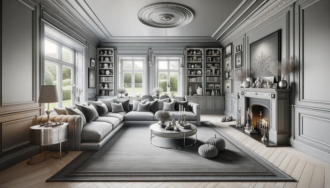 charcoal gray and silver living room