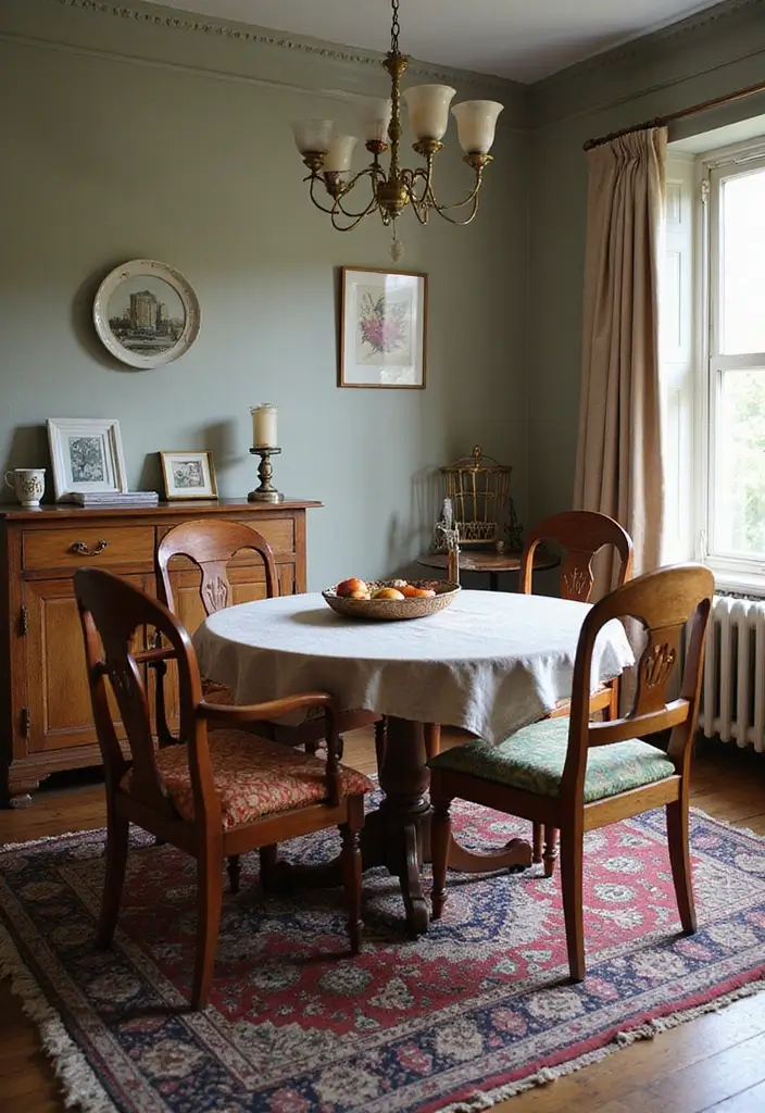 Vintage Dining Room with Layered Textiles