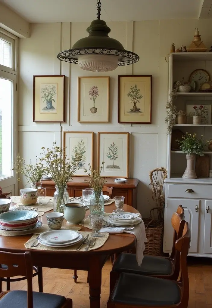 Vintage Dining Room with Vintage Art