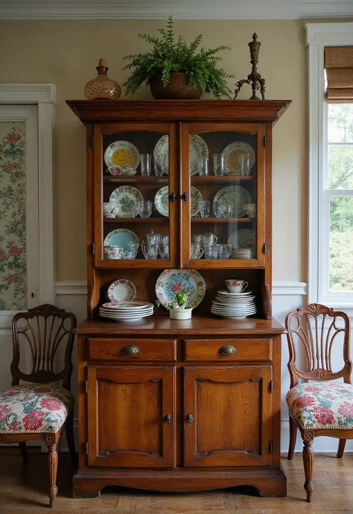 Vintage Dining Room with China Cabinet