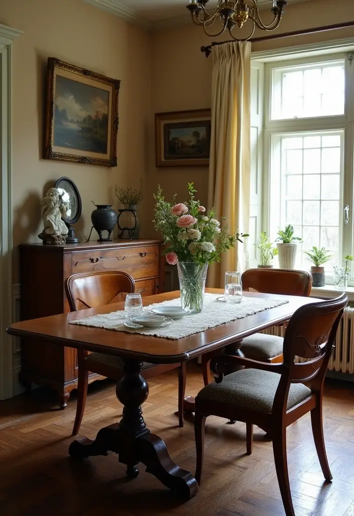 Vintage Dining Room with Heirloom Pieces