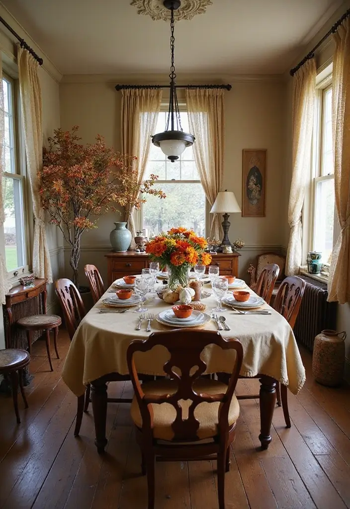 Vintage Dining Room with Seasonal Decor