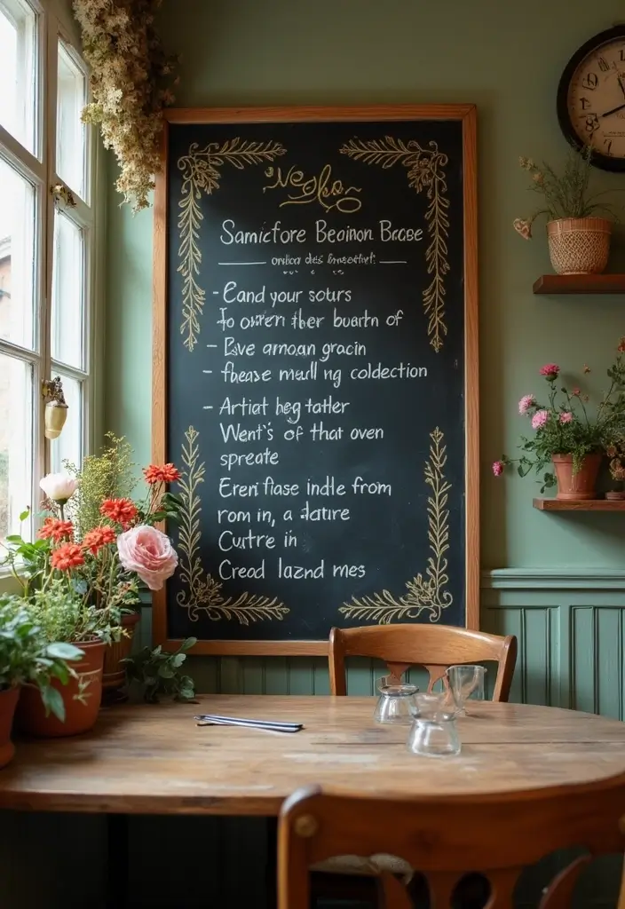 Vintage Chalkboard in Dining Room