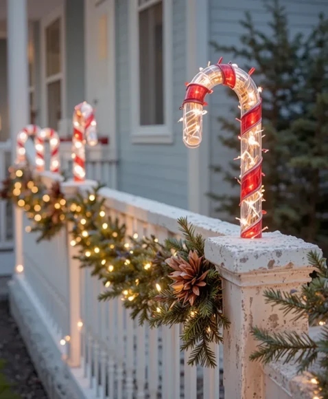 Festive Candy Cane Light Stakes