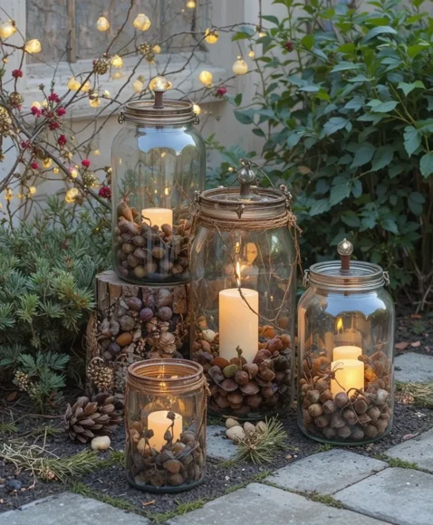 DIY Pinecone Lanterns