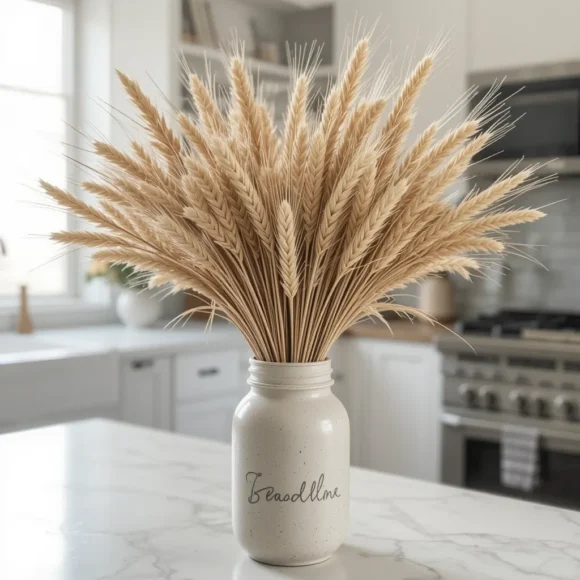 Display Faux Wheat Stalks in a Neutral Vase