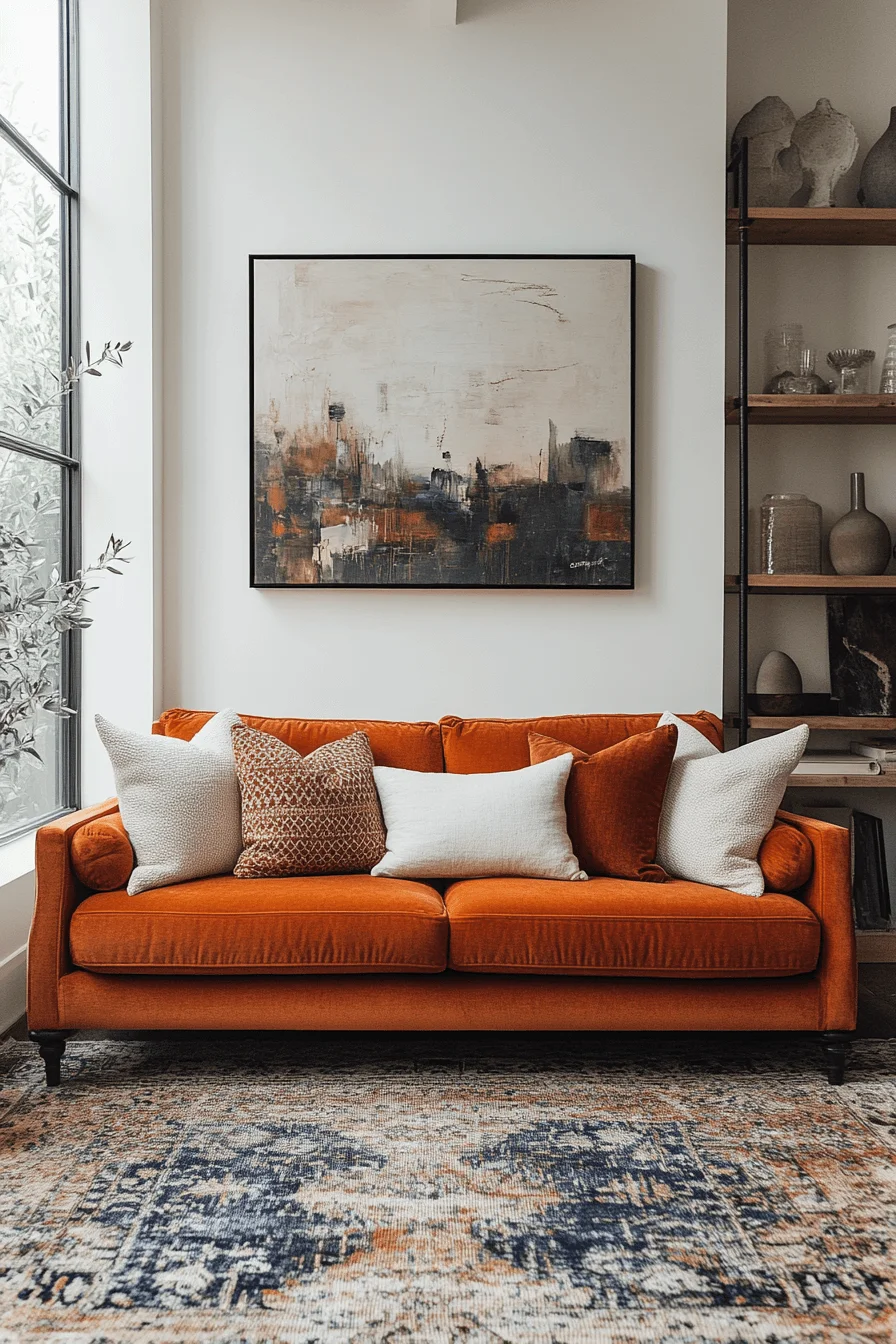 rust couch living room ideas